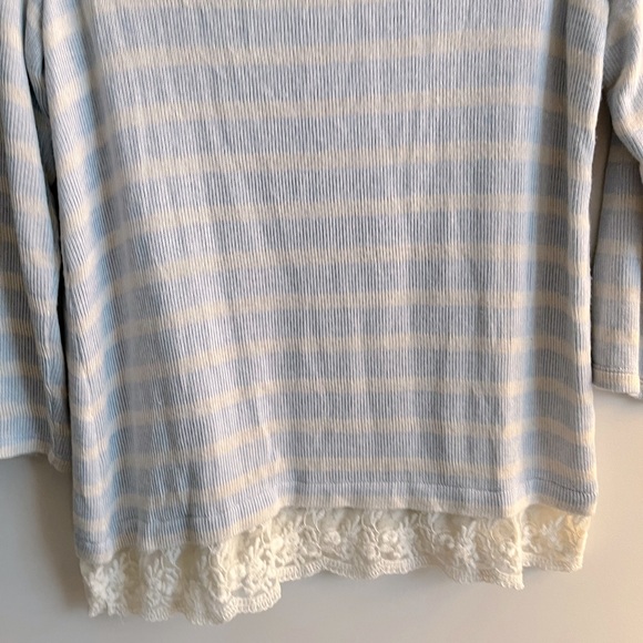 LOFT Stripe sweater with lace trim size Medium - Picture 9 of 11